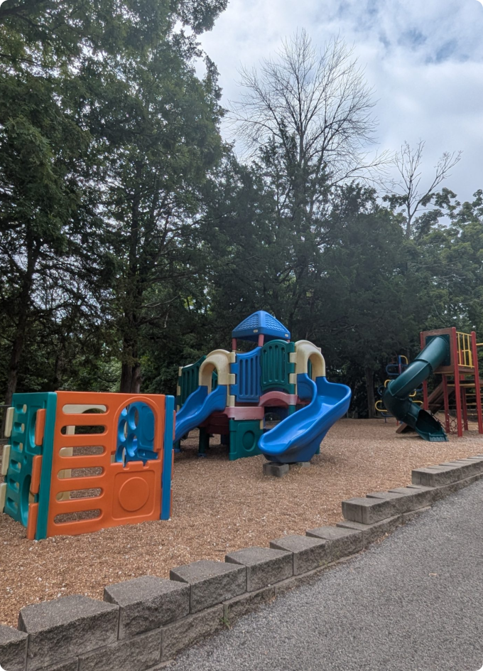 A playground featuring multiple slides